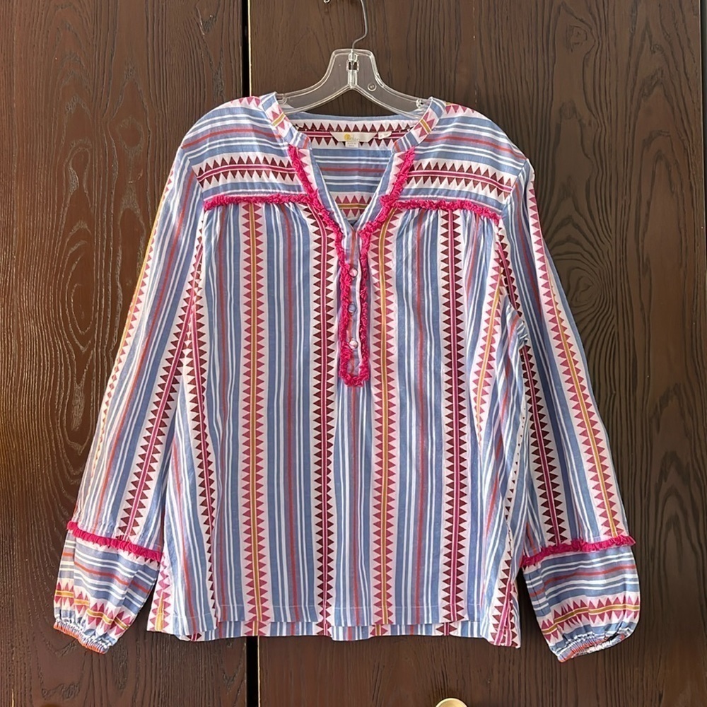 Boden boho long sleeved multi-colored blouse. Size 16/18.